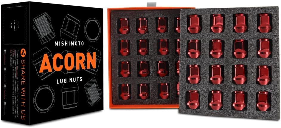 Mishimoto MMLG-AC1415-32RD Steel Lug Nut Fits Vehicles with M14x1.5 Threads, Red (Like New)