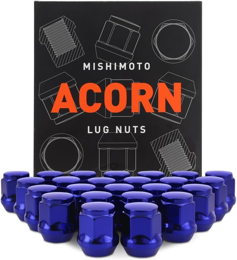 Mishimoto MMLG-AC1415-24BL Steel Lug Nuts, M14x1.5, Acorn Seat, 24pc Set - Blue (Like New)