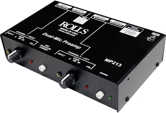 Rolls MP213 Portable Two-Channel Microphone Preamp - 3.5mm and XLR Outputs (Like New)