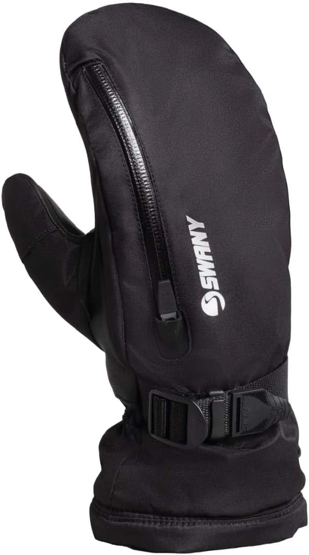 Swany Women's Durable Arctic Winter Mittens w/ Quick Release Strap, Black, Small (Used)