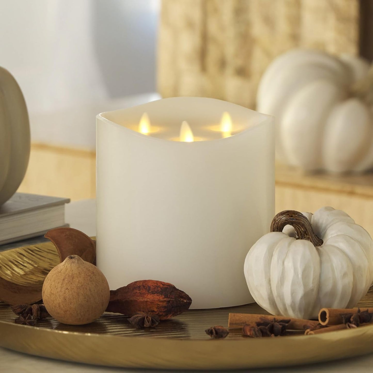 Luminara Tri-Flame Battery Powered Cordless Indoor LED Candle for Decoration (Used)