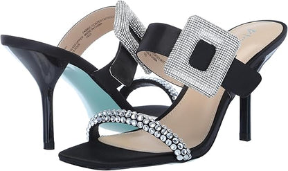 Betsey Johnson SB-ANNY Shimmer Embellished Slip On Heeled Dress Sandal for Women (Used)
