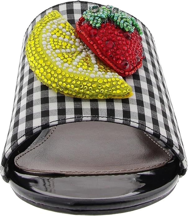 Betsey Johnson LIND02S5 Lindyy Woven Embellished Slide Slip-On Sandals for Women (Like New)