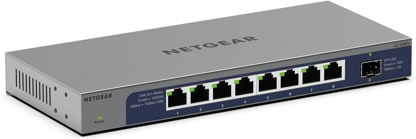 Netgear GS108X 8-Port 1G/10G Gigabit Ethernet Unmanaged Switch with 1 x 10G SFP+ (Like New)