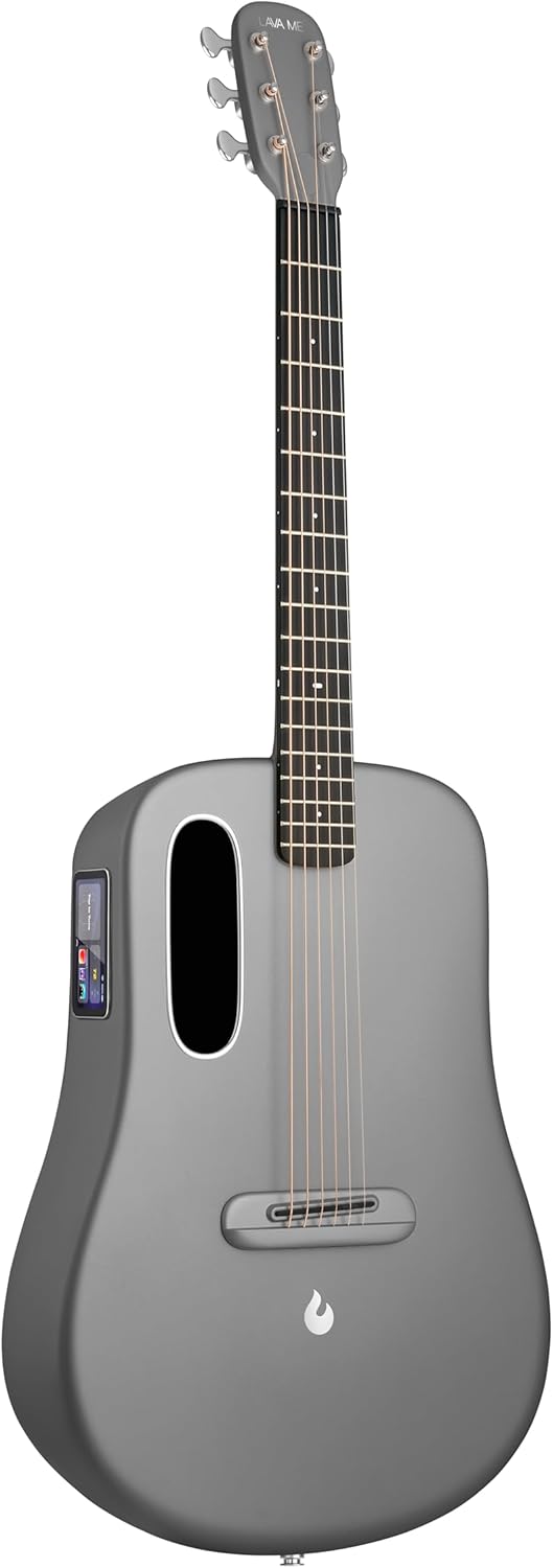 LAVA Music LVC36SG Carbon Fiber Type Electro-Acoustic Guitar w/ 6 Strings, Grey (Like New)