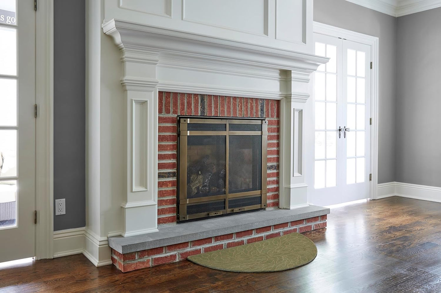 UniFlame R-5200 Leaf Hand Tufted 100% Wool Hearth Rug, 44"L x 22" W - Green-- (Used)