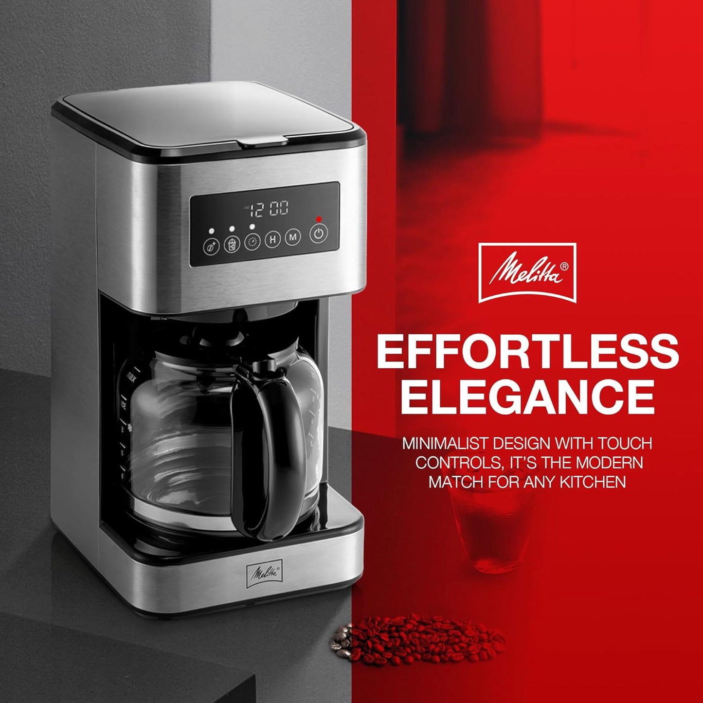 Melitta Aroma Tocco PLUS Programmable Coffee Maker, 12 Cups - Black and Silver- (Like New)