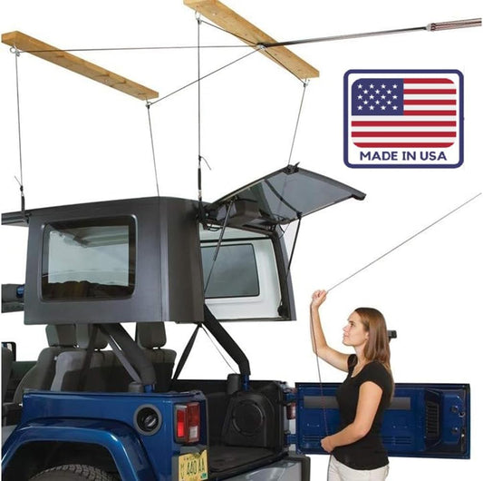 HARKEN 7803.JEEP6T Overhead Garage Storage Hoist System for Jeep Wrangler, Black (Like New)