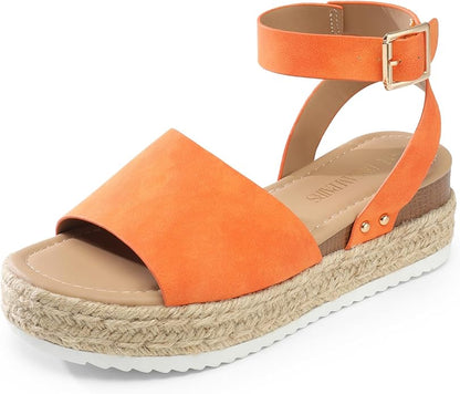 DREAM PAIRS Womens Casual Platform Ankle Strap Wedge Sandals, Polyvinyl Chloride (Used)