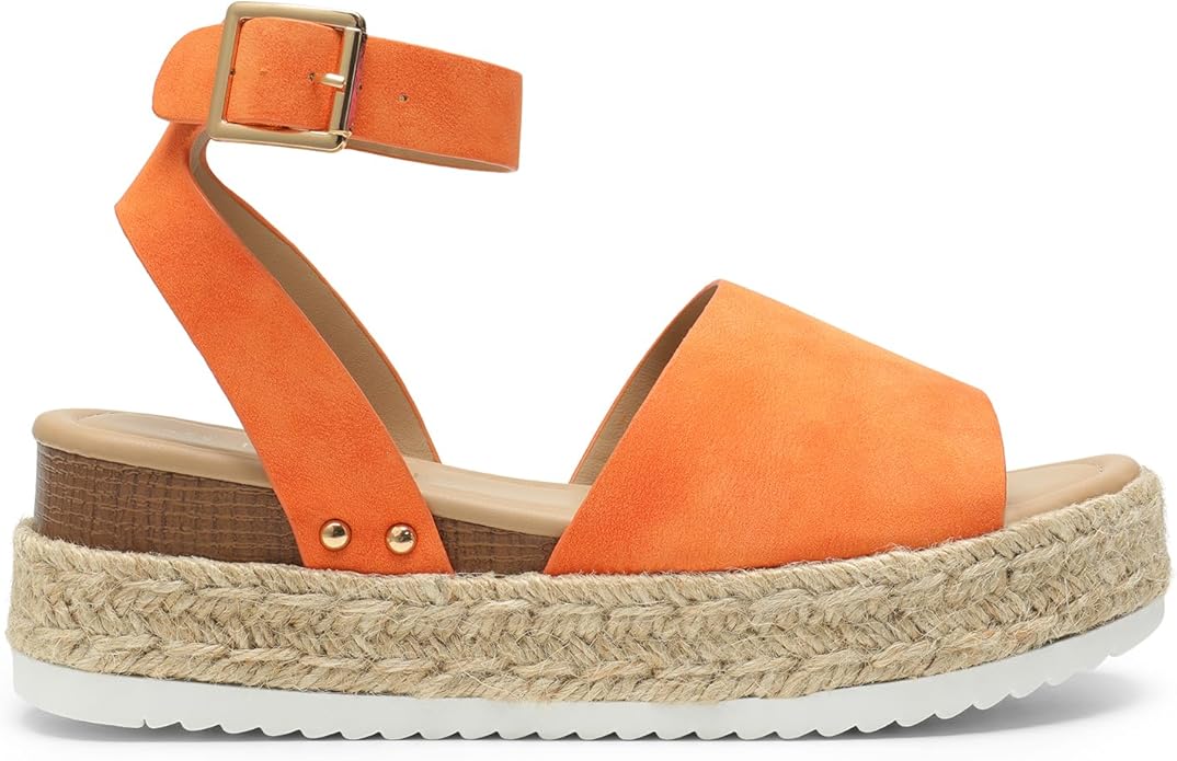 DREAM PAIRS Womens Casual Platform Ankle Strap Wedge Sandals, Polyvinyl Chloride (Used)