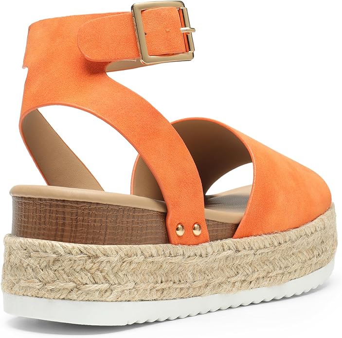 DREAM PAIRS Womens Casual Platform Ankle Strap Wedge Sandals, Polyvinyl Chloride (Used)