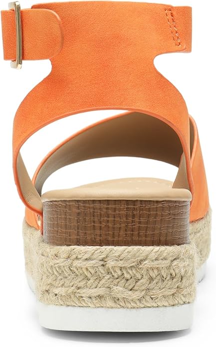 DREAM PAIRS Womens Casual Platform Ankle Strap Wedge Sandals, Polyvinyl Chloride (Used)