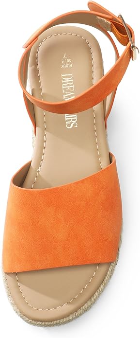 DREAM PAIRS Womens Casual Platform Ankle Strap Wedge Sandals, Polyvinyl Chloride (Used)