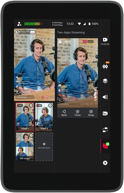 YoloLiv YoloBox Portable Live Stream HDMI Studio Video Monitor, 2 Ports - Black (Like New)