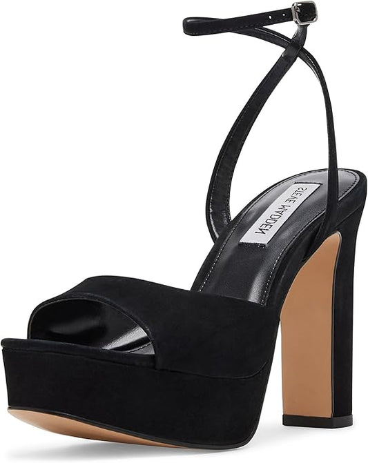 Steve Madden Assured Block Heeled Sandal for Women, Synthetic Rubber Sole (Used)