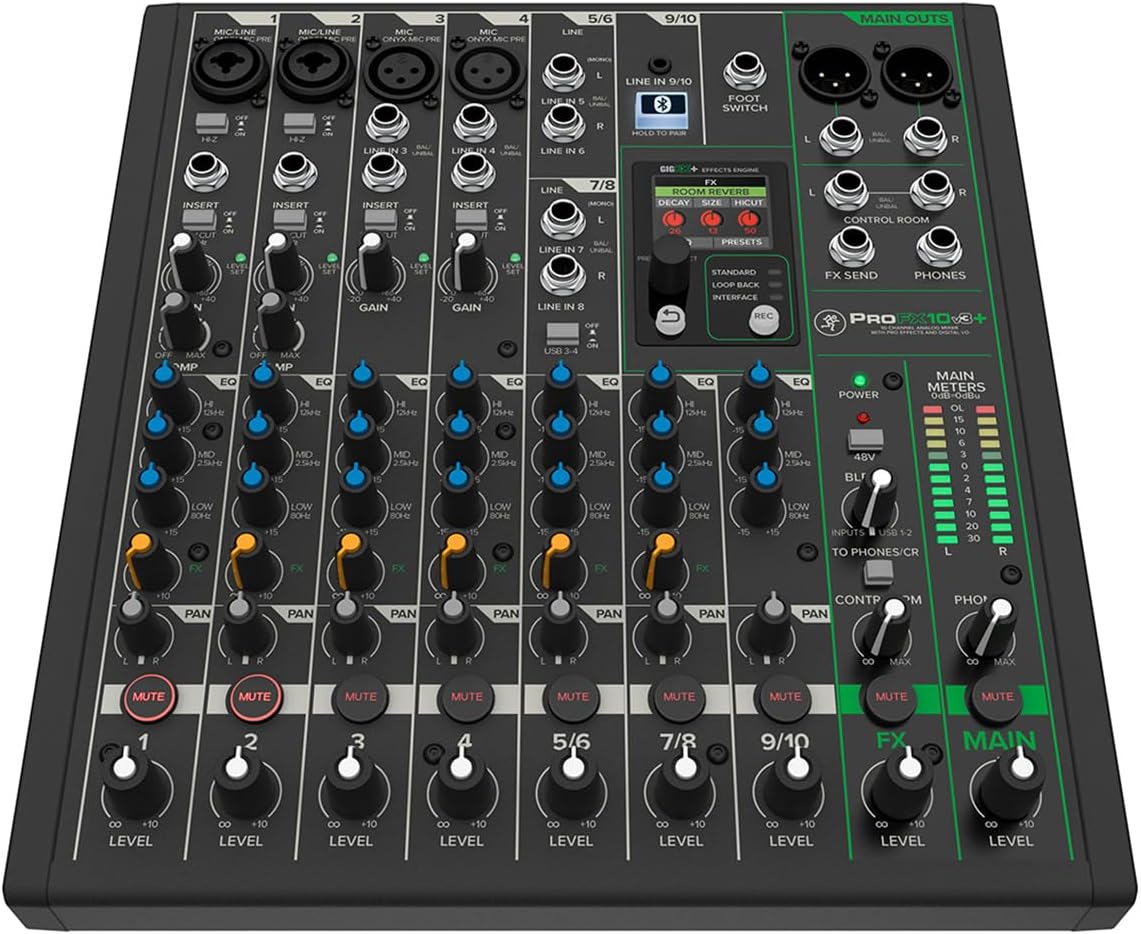 Mackie ProFX10v3+ 10-Channel Professional Analog Audio Mixer with USB, 10 Volts (Used)