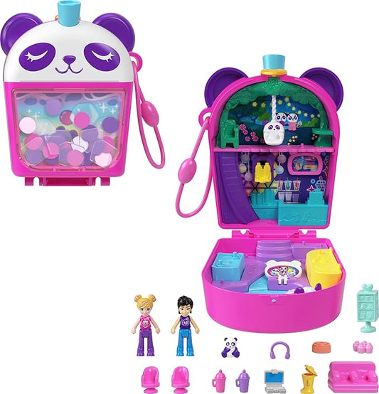 Polly Pocket Bubble Tea Panda Playset with 2 Micro Dolls, Pet Panda - Multicolor (New, Damaged Retail Box)