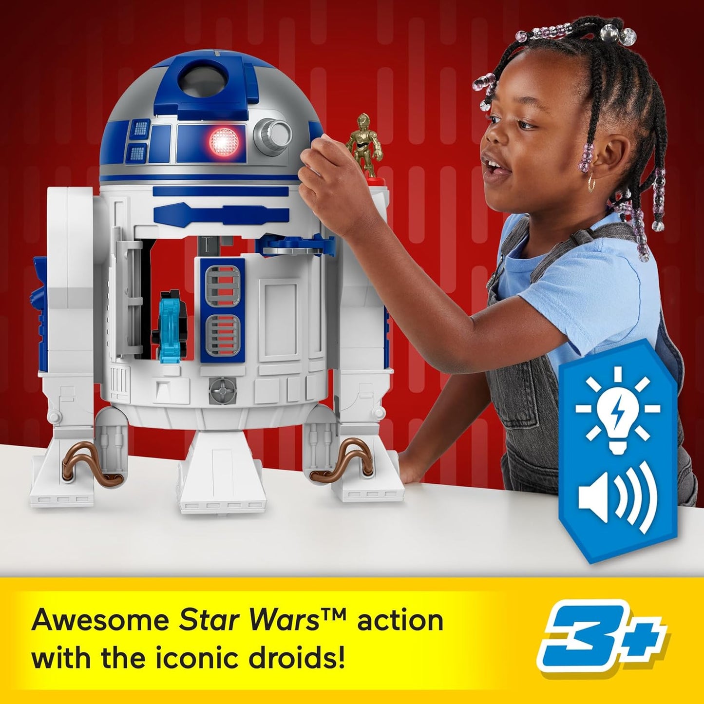 Fisher-Price Imaginext 17.5" Star Wars R2-D2 Toy with C-3PO Key Lights & Sounds (Like New)