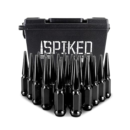 Mishimoto Spiked Lug Nuts M14x1.5 24PC Set, 4" Steel Tapered Acorn Seat - Black (Like New)
