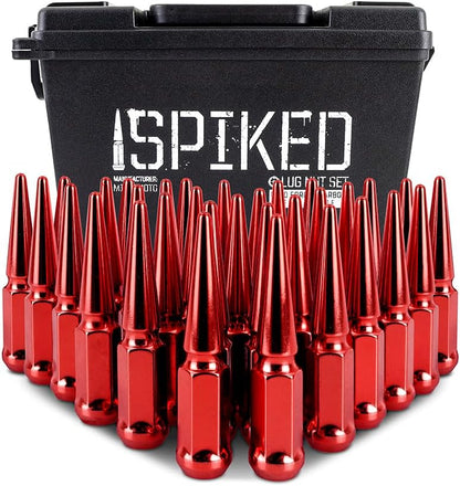Mishimoto MMLG-SP1415-32RD Steel Spiked Lug Nuts for Vehicles, 32-PC Set, Red (Like New)