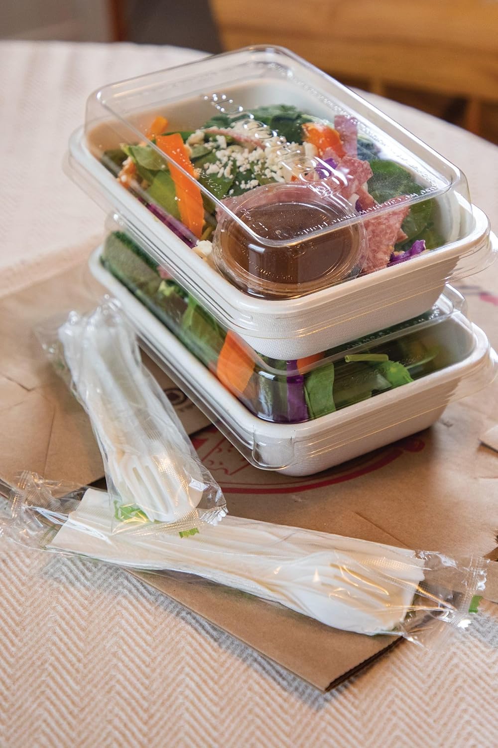 Eco Products Rectangular Compostable 32oz Food Containers, White - 8.5"x5.5"x2" (Like New)