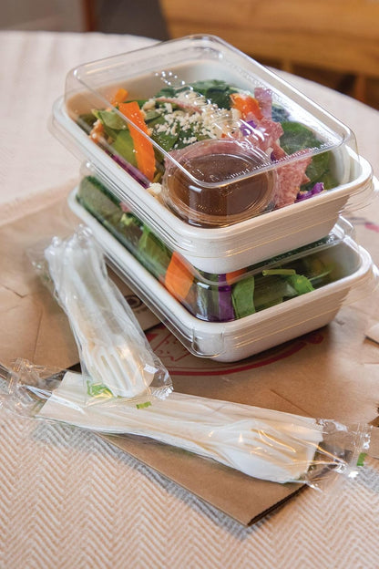 Eco Products Rectangular Compostable 32oz Food Containers, White - 8.5"x5.5"x2" (Like New)
