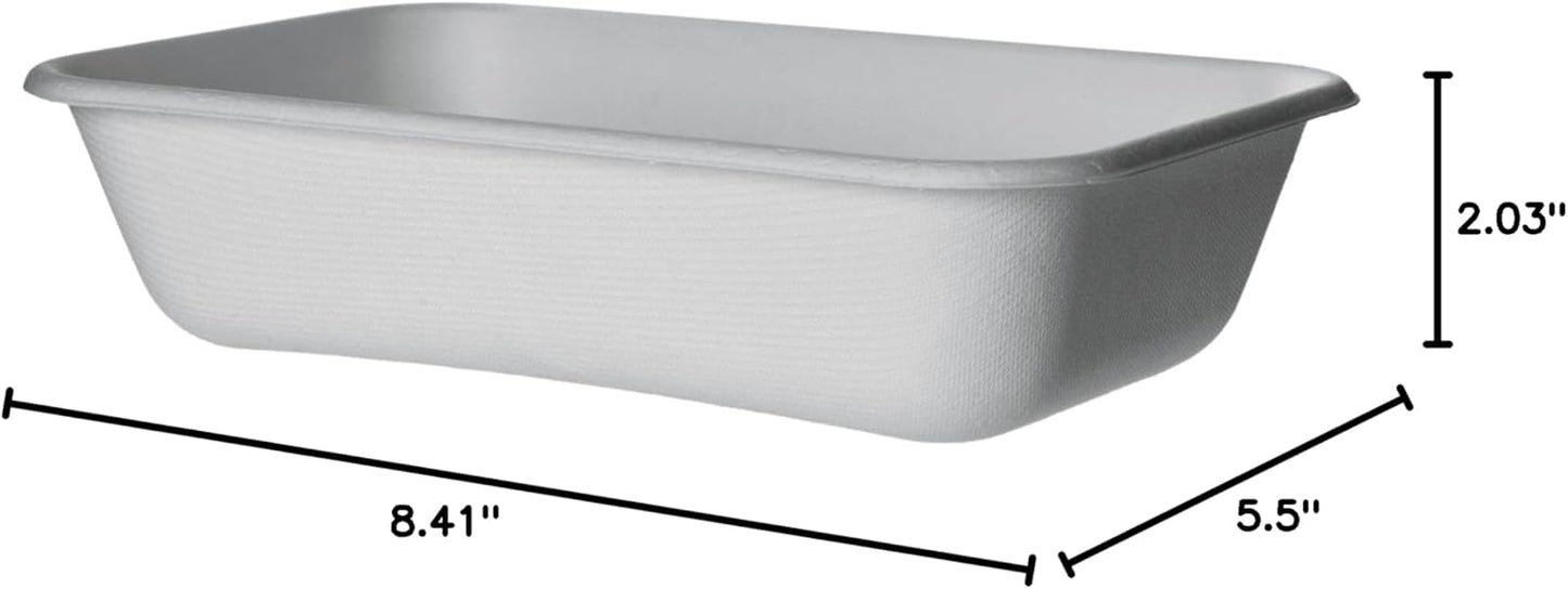 Eco Products Rectangular Compostable 32oz Food Containers, White - 8.5"x5.5"x2" (Like New)