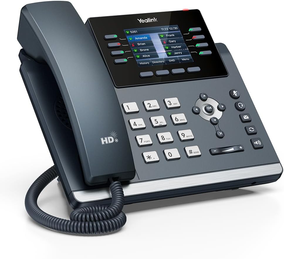 Yealink SIP-T44W WI-Fi IP Phone with 2.8" Color Display & 12 VoIP Account, Black (Like New)