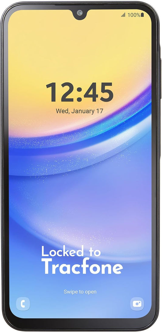 Samsung Galaxy A15 5G TracFone 128+4GB 6.5" Locked Smartphone, 50MP Camera Black (Like New)