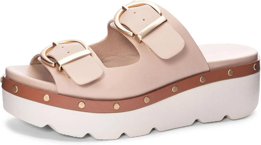 Chinese Laundry Women's Dual straps Surfs Up Wedge Sandal, Synthetic Rubber Sole (Like New)
