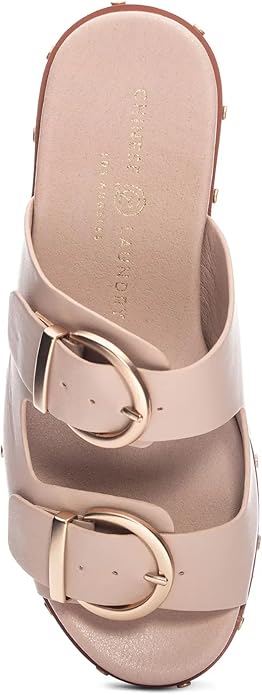 Chinese Laundry Women's Dual straps Surfs Up Wedge Sandal, Synthetic Rubber Sole (Like New)