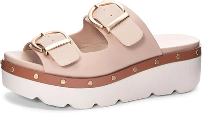 Chinese Laundry SURFS UP-001 Leather Platform Wedge Sandal For Women, Beige - 9 (Like New, No Retail Box)