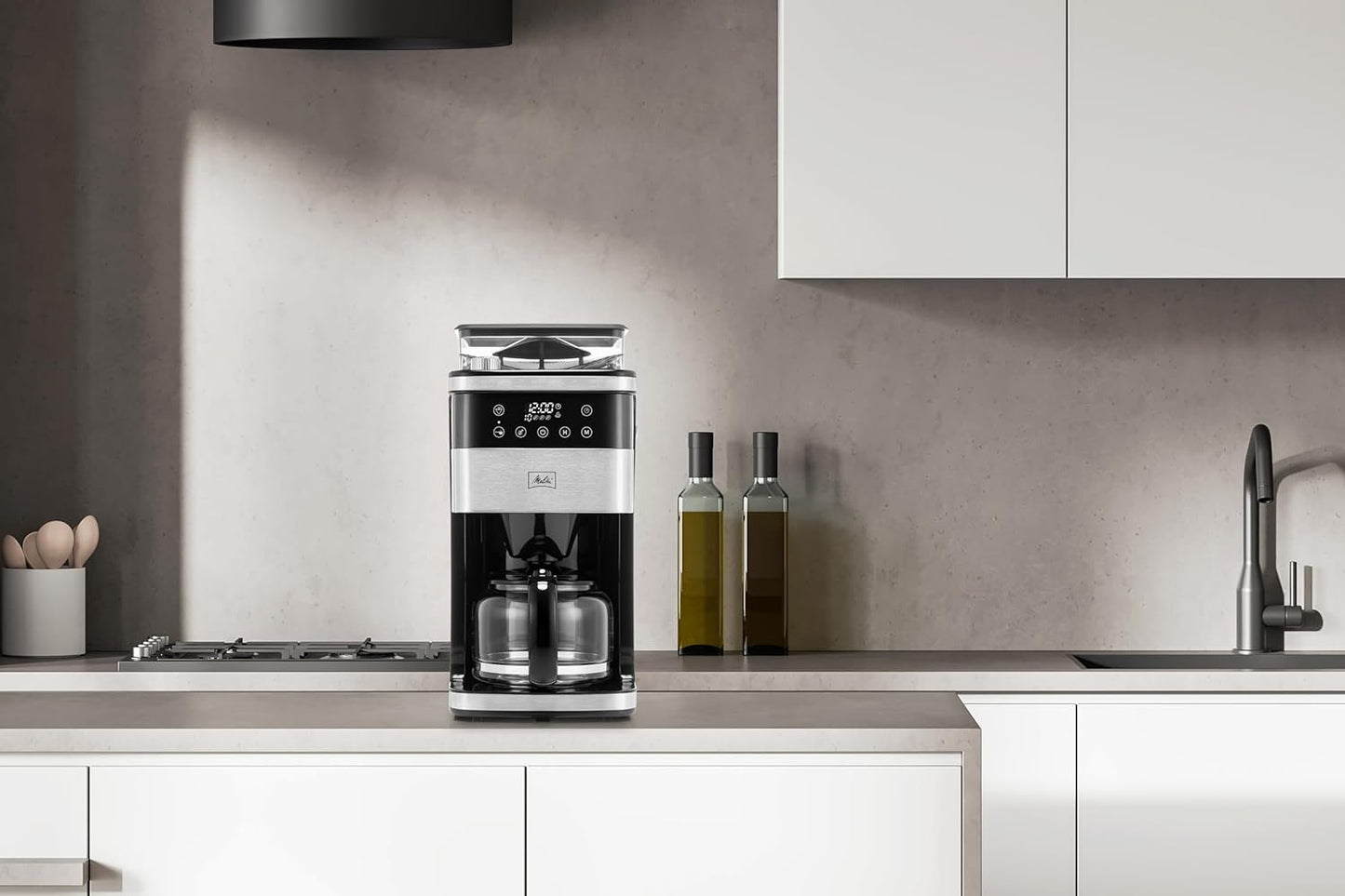 Melitta Aroma Fresh Plus 10-Cup Drip Coffee Maker w/Grinder - Stainless & Black- (Like New)