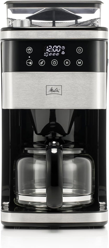 Melitta Aroma Fresh Plus 10-Cup Drip Coffee Maker w/Grinder - Stainless & Black- (Like New)