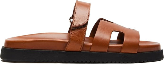 Steve Madden Mayven Flatform Slide Sandal for Women, Camel Leather - Size 6- (Used, No Retail Box)