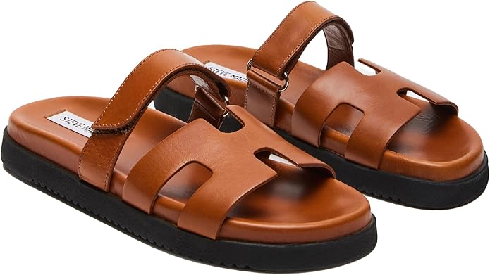 Steve Madden Mayven Flatform Slide Sandal for Women, Camel Leather - Size 6- (Used, No Retail Box)