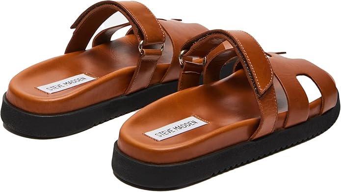 Steve Madden Mayven Flatform Slide Sandal for Women, Camel Leather - Size 6- (Used, No Retail Box)