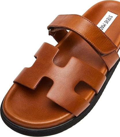 Steve Madden Mayven Flatform Slide Sandal for Women, Camel Leather - Size 6- (Used, No Retail Box)
