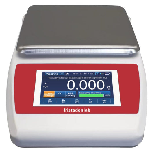 Fristaden Lab 2000Grams Touch Screen Analytical Balance for Lab Scale, Red/White (Like New)