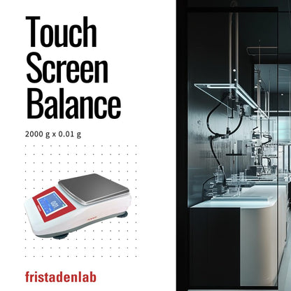Fristaden Lab 2000Grams Touch Screen Analytical Balance for Lab Scale, Red/White (Like New)