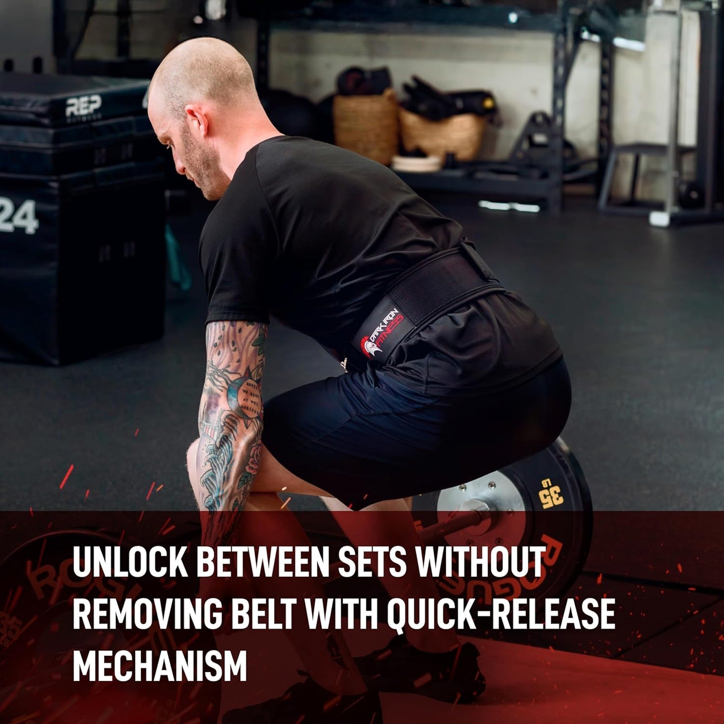 Dark Iron Fitness Self-Locking Padded Weight Lifting Belt for Gym & Training (Like New, No Retail Box)