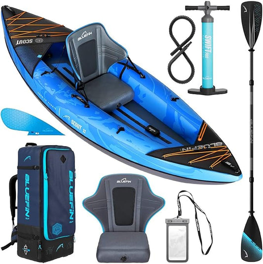 Bluefin SUP Ranger & Scout Inflatable Kayak w/ Pump, Phone Case, Backpack - Blue (Used)