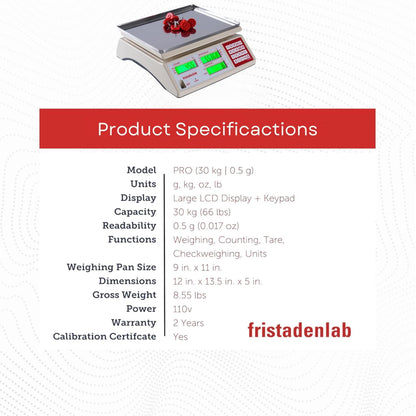 Fristaden Lab Hochoice 30kg High-Accuracy Industrial LCD Digital Counting Scale (New)