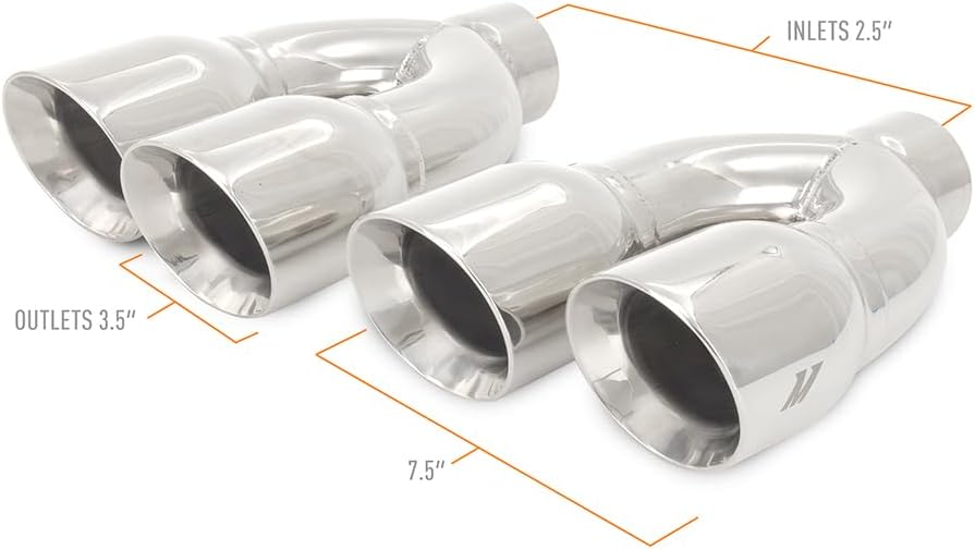 Mishimoto MMEXH-TIP-QY25P Dual-Y Exhaust Tips for Car - Platinum (2.5" & 3.5") (Like New)