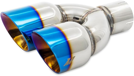 Mishimoto MMEXH-TIP-FSTBT Dual Offset Exhaust Tips, 2.5" Inlet, Platinum/Blue (Like New, No Retail Box)