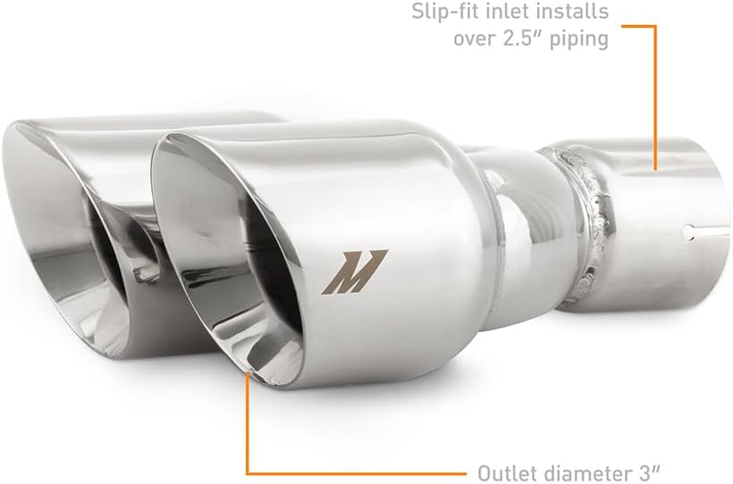 Mishimoto MMEXH-TIP-FSTP Dual Offset Exhaust Tips for Car, 2.5" Inlet - Platinum (Like New)