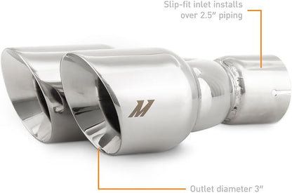 Mishimoto MMEXH-TIP-FSTP Dual Offset Exhaust Tips for Car, 2.5" Inlet - Platinum (Like New)