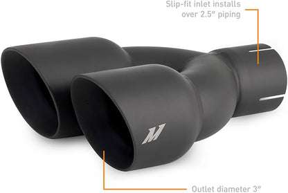 Mishimoto MMEXH-TIP-FSTBK Dual Offset Exhaust Tips, 2.5" Inlet, 3" Outlet, Black (Like New, No Retail Box)