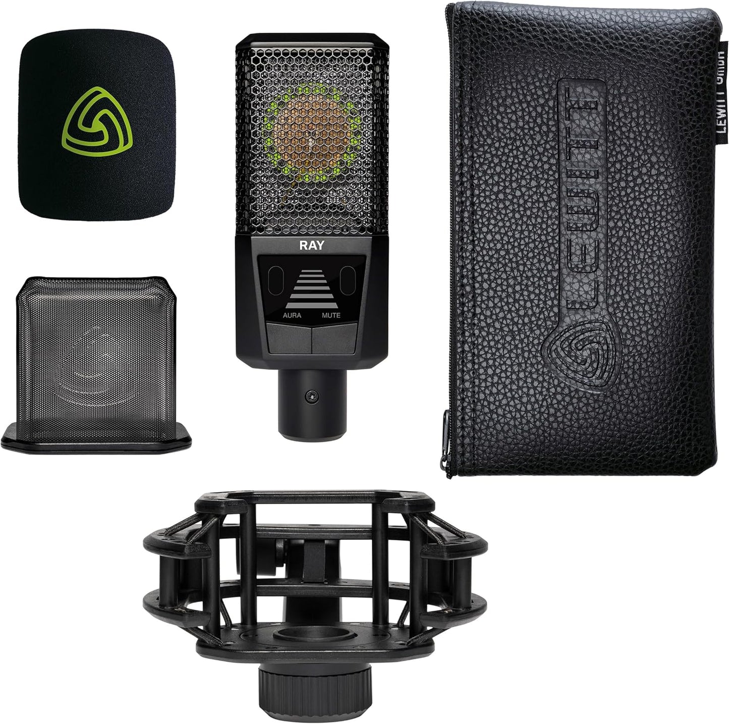 Lewitt RAY AURA Tech Condenser Large-Diaphragm Microphone Fit for Camera - Black (Like New)