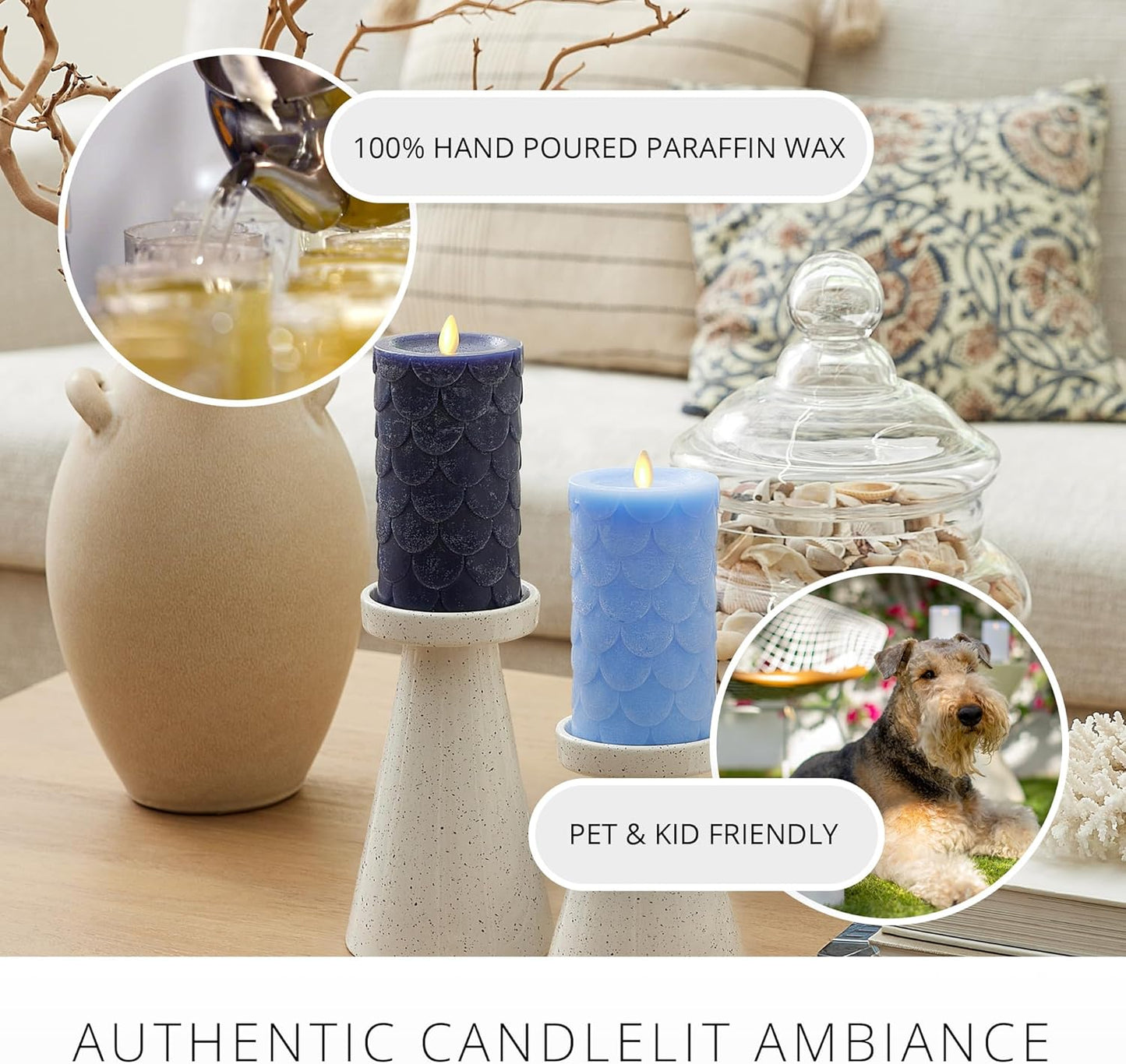 Luminara Embossed Fish Scale Flameless LED Candle, Battery Operated with Timer (Like New)